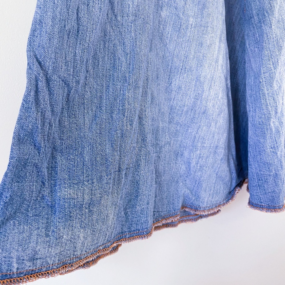Vintage Denim Midi Skirt Blue Small High Waist A-Line Boho Western Cottage 70s - Picture 3 of 9